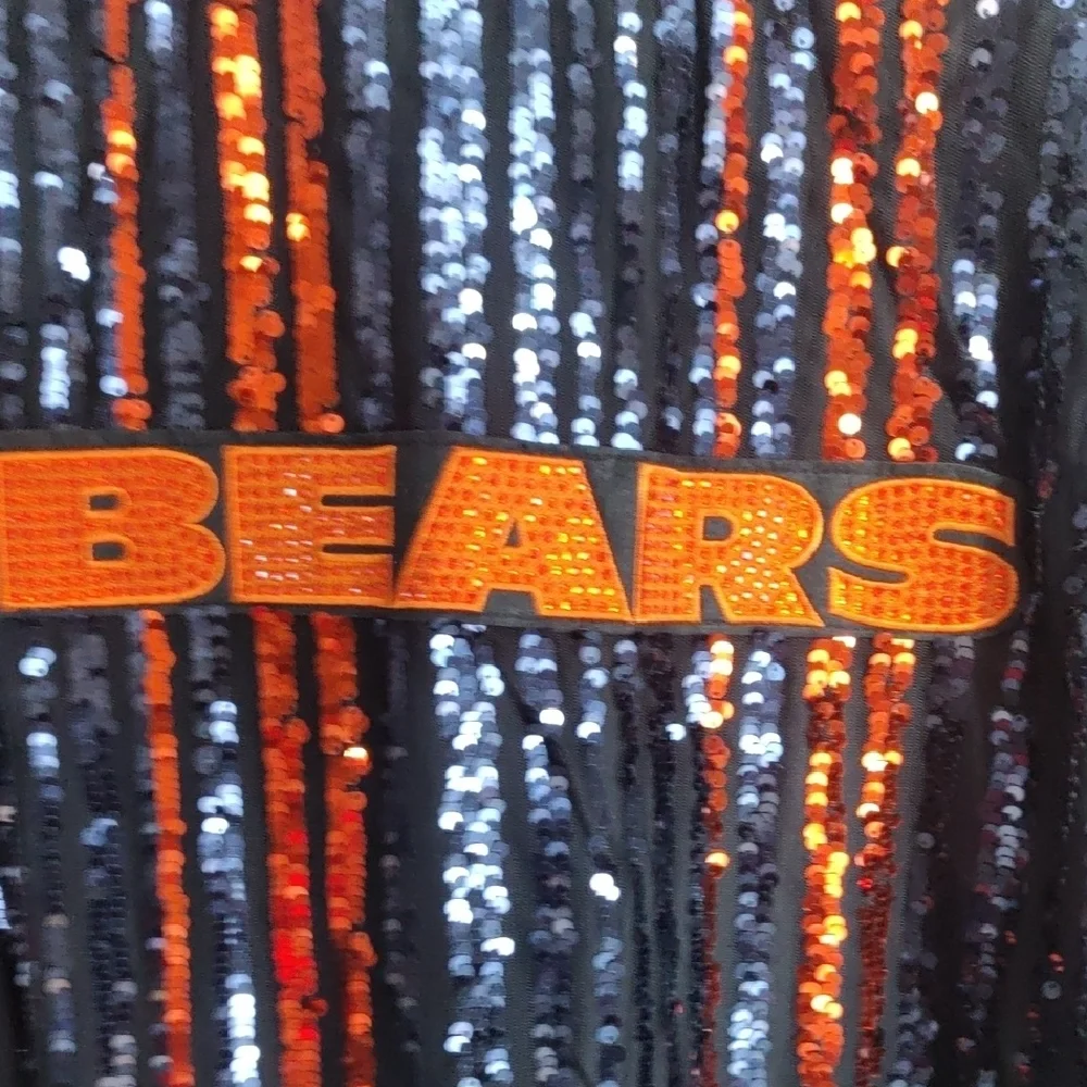 NFL Chicago Bears Blue and Orange Sequin Bomber Jacket - Picture 6 of 8